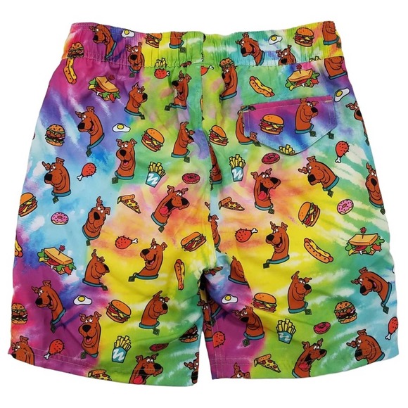 Scooby Doo Men's Tie Dye Mesh Liner Side Pockets Swim Trunk Board Shorts - Picture 2 of 2